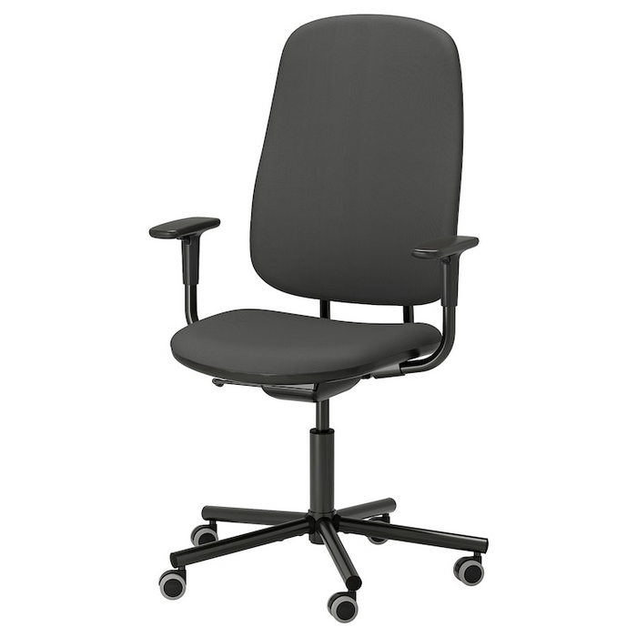 SMORKULL Office chair with armrests, Grasnas dark grey, 10503449