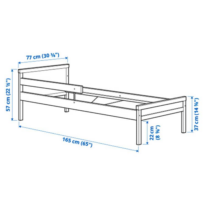 SNIGLAR Bed frame with slatted bed base, beech, 70x160 cm, 39443860