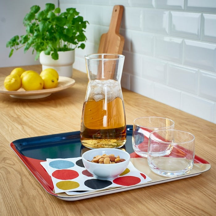 SNOKRABBA Tray, patterned/multicolour, 33x33 cm