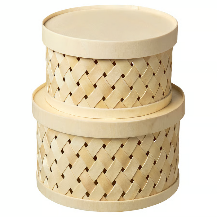 SNOPLOG Basket with lid set of 2, poplar, 00581862