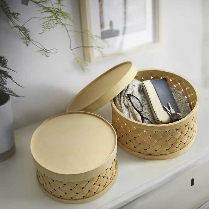 SNOPLOG Basket with lid set of 2, poplar, 00581862