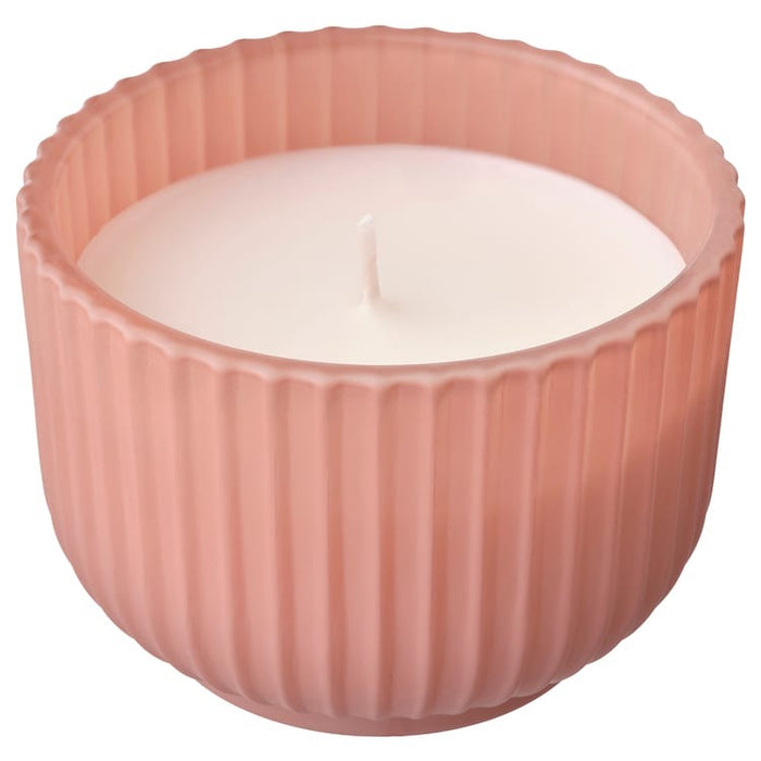 SOCKERLONN Scented candle in glass, Peach & blossom/pink, 20 hr