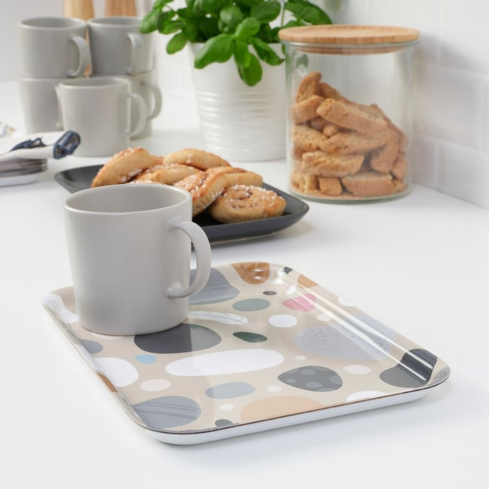 SOMMARFLOX Tray, patterned stones/multicolour, 20x28 cm