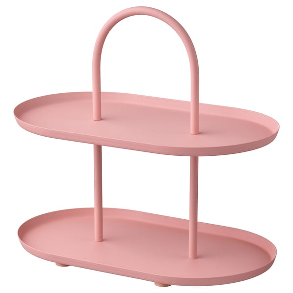 SOMMAROGA Serving stand, two tiers, pink, 80543833