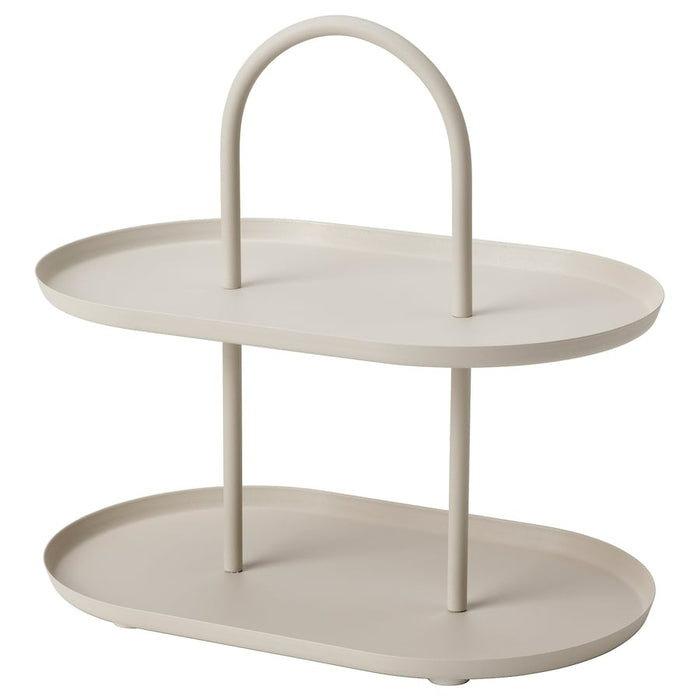 SOMMAROGA Serving stand, two tiers, light grey-beige