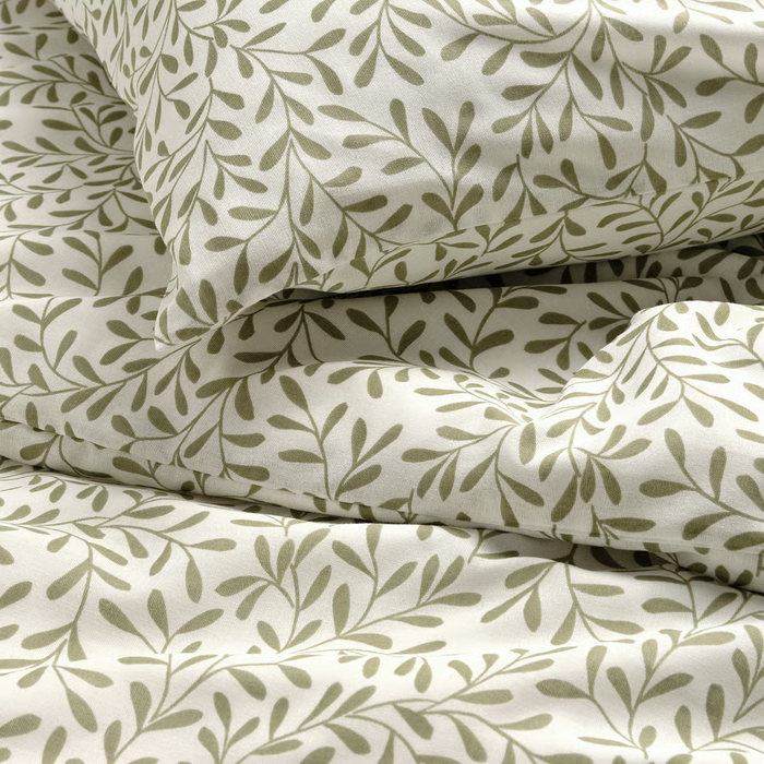 SORGMANTEL Duvet cover and 2 pillowcases, white/green, 240x220/50x80 cm, 40549484