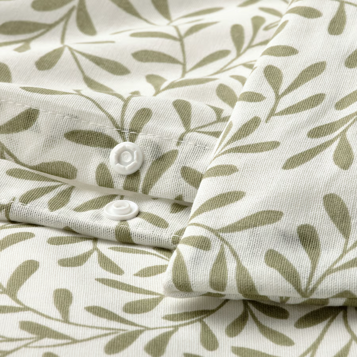 SORGMANTEL Duvet cover and 2 pillowcases, white/green, 240x220/50x80 cm, 40549484