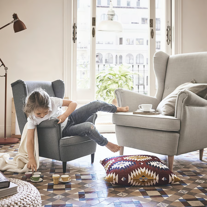 STRANDMON Children's armchair, Vissle grey, 80392546