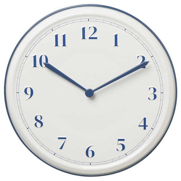 SYKOMORLONN Wall clock, white/blue, 30 cm, 60582463