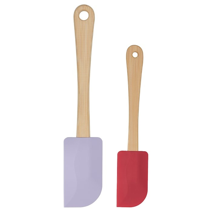 TABBERAS Spatula, set of 2, bamboo/silicone red/lila