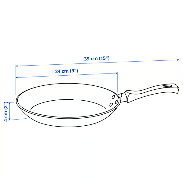 TAGGHAJ Frying pan, non-stick coating black, 24 cm