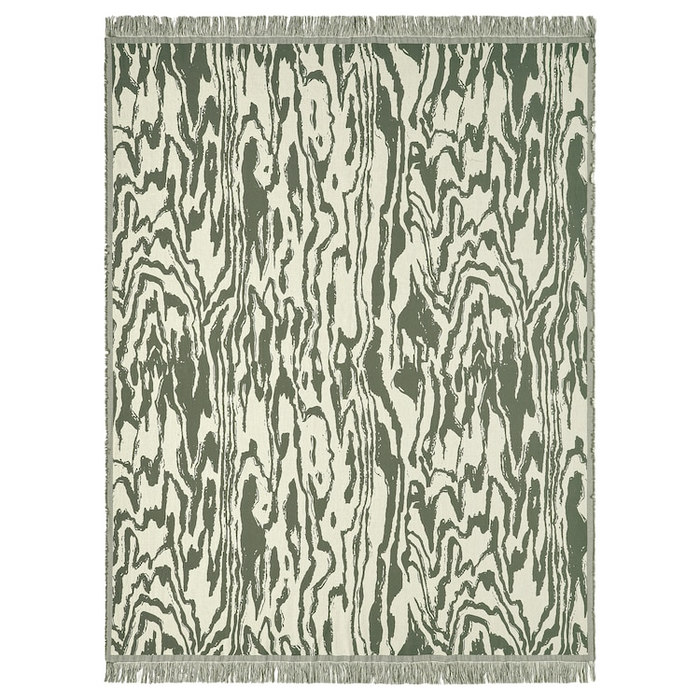 TANDMOTT Throw, grey-green/off-white, 130x170 cm, 60571515