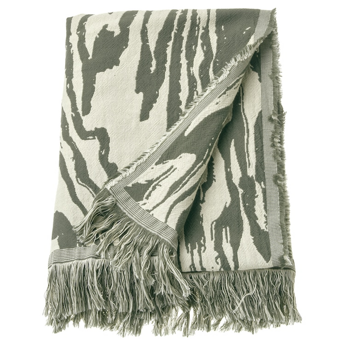 TANDMOTT Throw, grey-green/off-white, 130x170 cm, 60571515