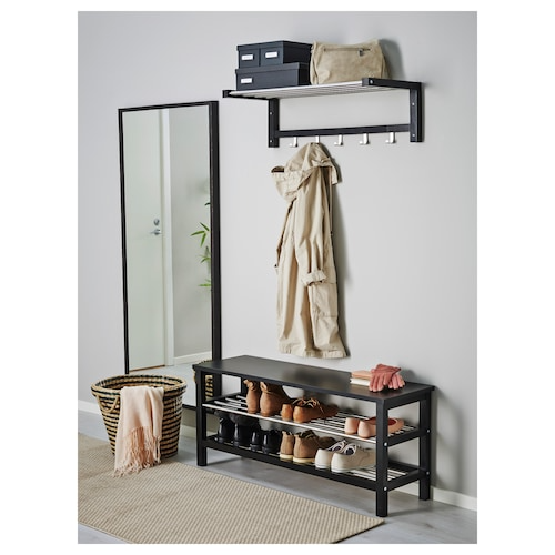 TJUSIG Bench with shoe storage, black, 108x34x50 cm, 10160861