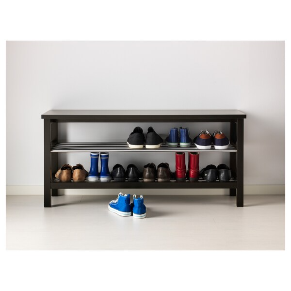 TJUSIG Bench with shoe storage, black, 108x34x50 cm, 10160861