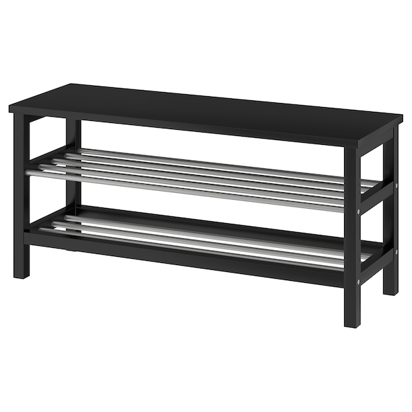 TJUSIG Bench with shoe storage, black, 108x34x50 cm, 10160861