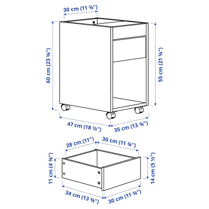 TONSTAD Drawer unit on castors, off-white, 35x60 cm, 90538572