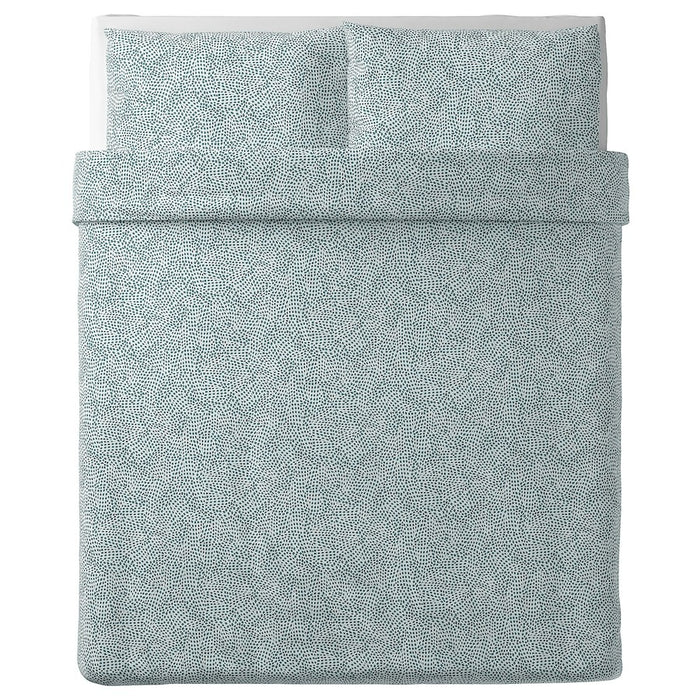 TRADKRASSULA Duvet cover and 2 pillowcases, white/blue, 200x200/50x80 cm