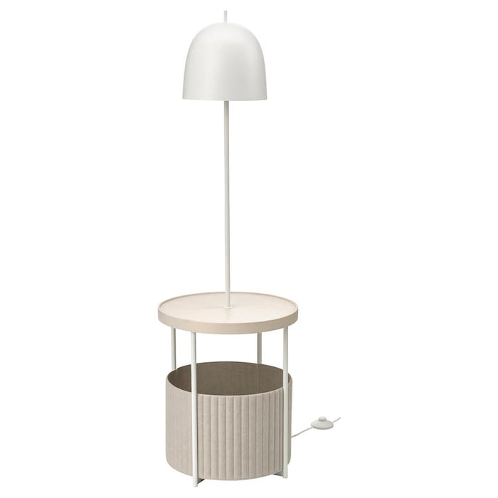 TRINDSNO Floor lamp, white metal/birch veneer