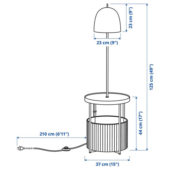 TRINDSNO Floor lamp, white metal/birch veneer