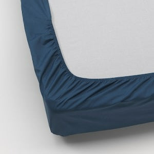 ULLVIDE Fitted sheet, dark blue, 150x200 cm