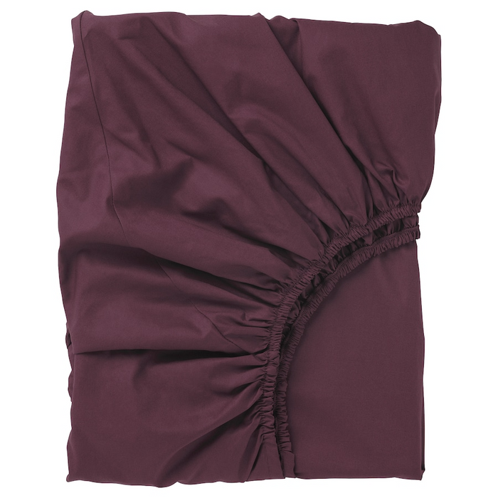 ULLVIDE Fitted sheet, deep red, 150x200 cm