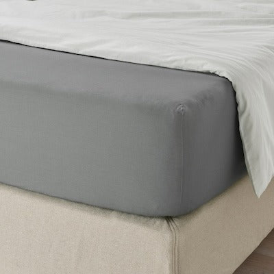 ULLVIDE Fitted sheet, grey, 150x200 cm