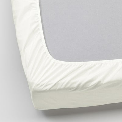 ULLVIDE Fitted sheet, white, 180x200 cm