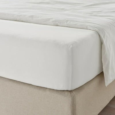 ULLVIDE Fitted sheet, white, 180x200 cm