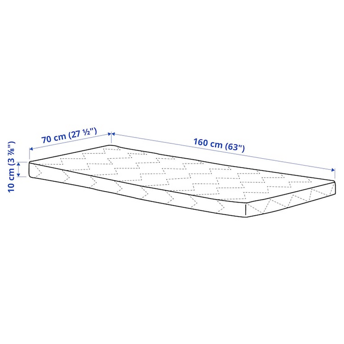 UNDERLIG Foam mattress for junior bed, white, 70x160 cm, 90348553