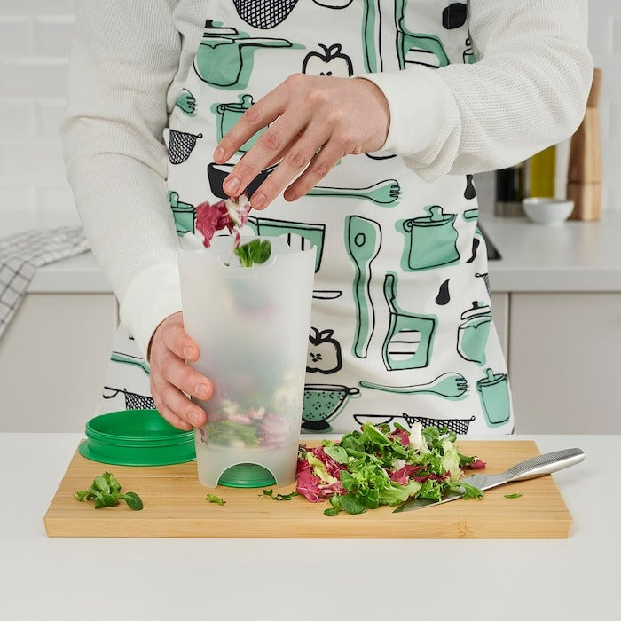 UPPFYLLD Salad shaker with strainer, bright green/transparent, 1.4 l