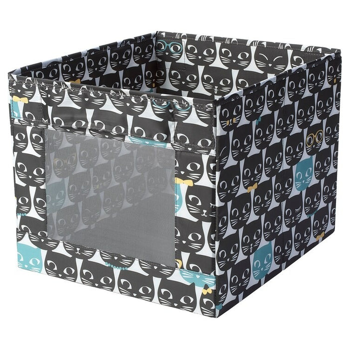 UPPRYMD Box, white/black patterned, 38x42x33 cm