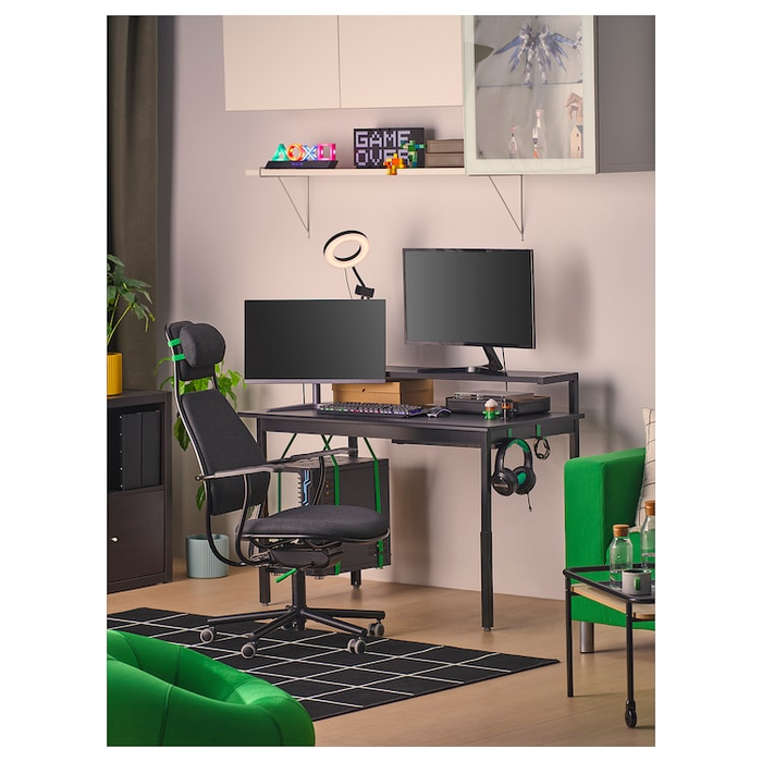 UTVISNING Gaming desk with shelf, black, 120x60 cm, 20586401