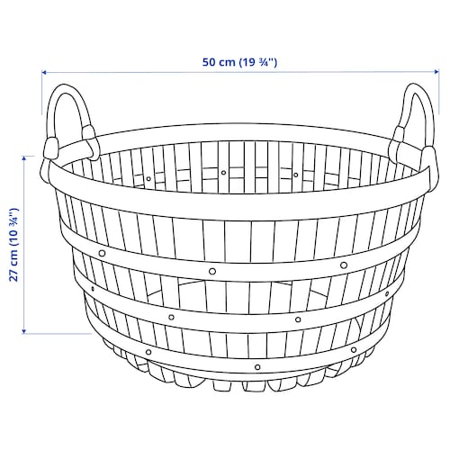 VAXTHUS Basket, poplar/handmade, 50x27 cm