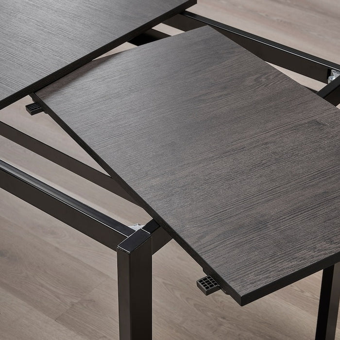 VANGSTA Extendable table, black/dark brown 80/120x75 cm