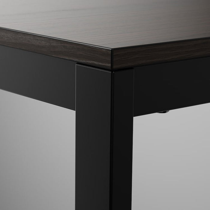 VANGSTA Extendable table, black/dark brown 80/120x75 cm