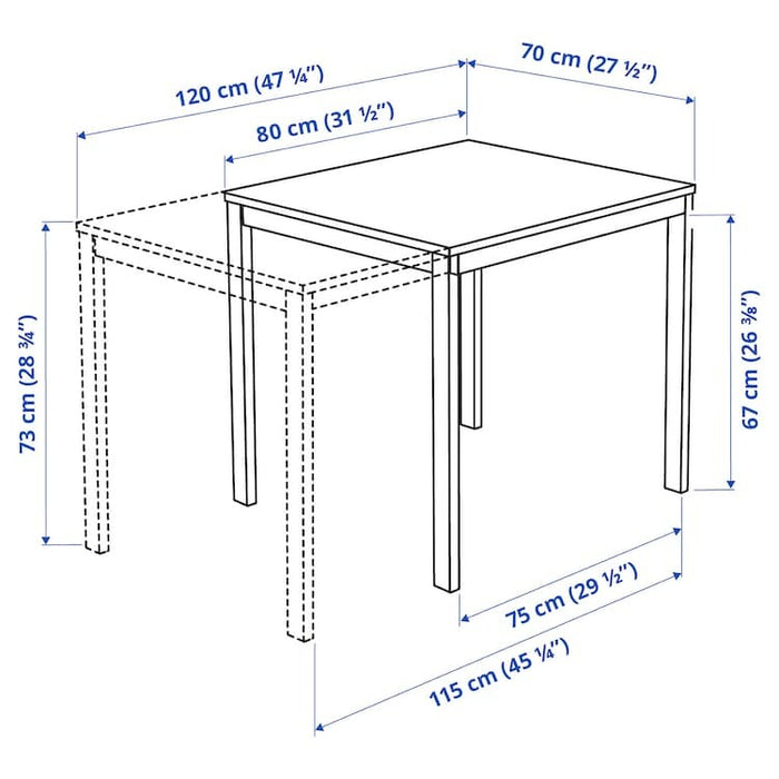 VANGSTA Extendable table, black/dark brown 80/120x75 cm