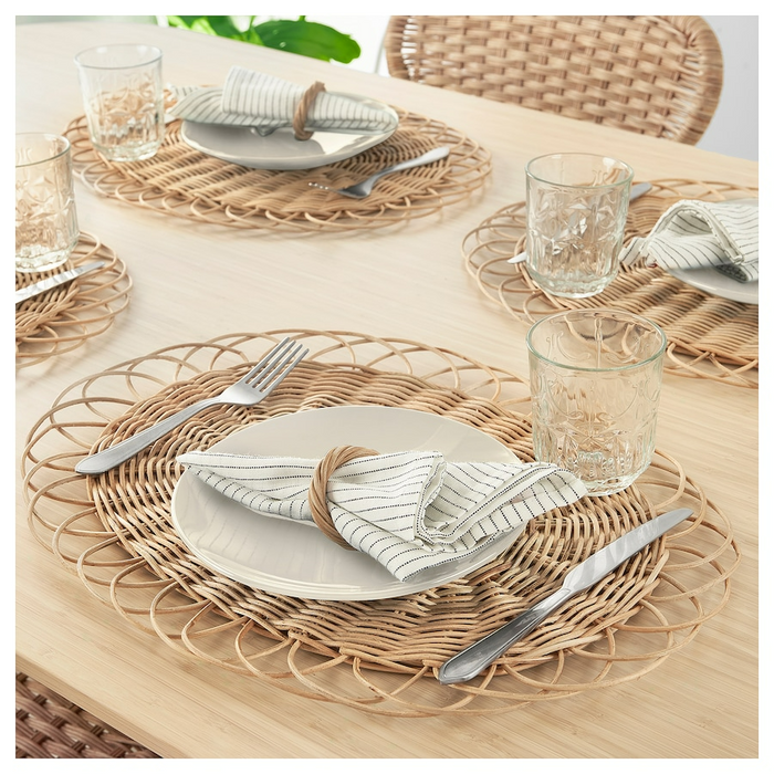 VARGFISK Place mat, natural/rattan handmade, 35 cm