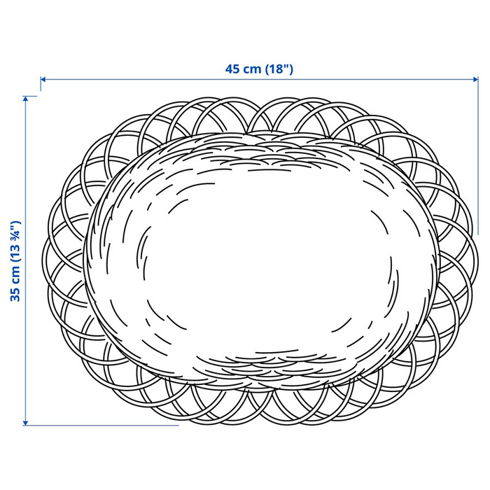 VARGFISK Place mat, natural/rattan handmade, 35 cm