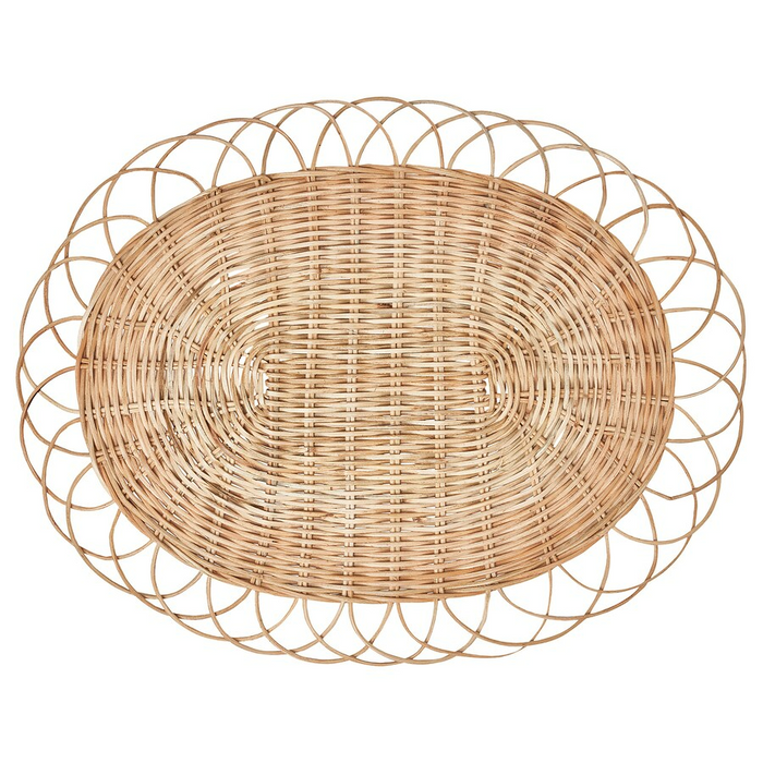 VARGFISK Place mat, natural/rattan handmade, 35 cm