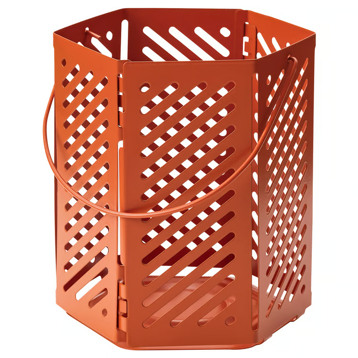 VARSYREN Lantern for tealight, brown-orange, 12 cm, 30587443