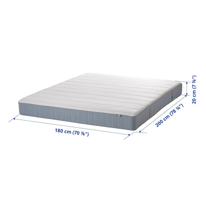 VESTEROY Pocket sprung mattress, firm/light blue, 180x200 cm