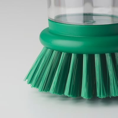 VIDEVECKMAL Dish-washing brush with dispenser, bright green