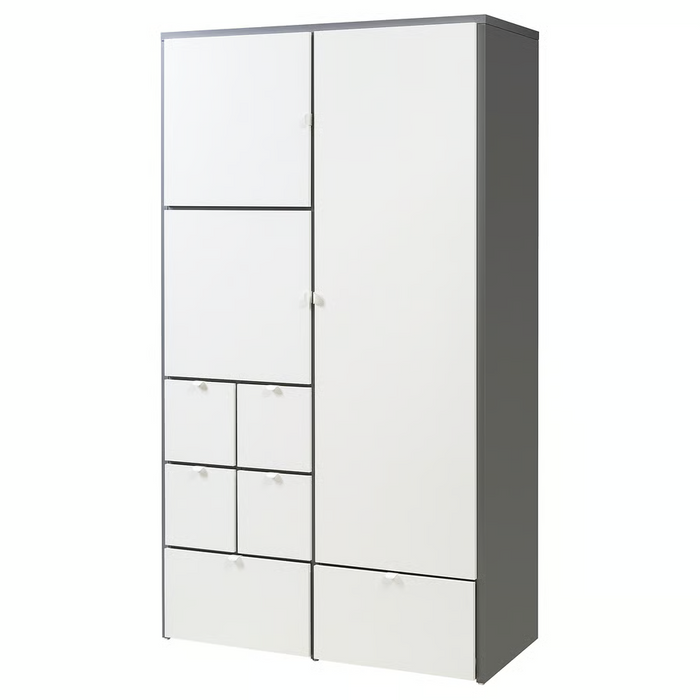 VISTHUS Wardrobe, grey/white, 122x59x216 cm, 30347617