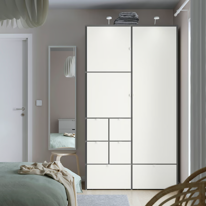 VISTHUS Wardrobe, grey/white, 122x59x216 cm, 30347617