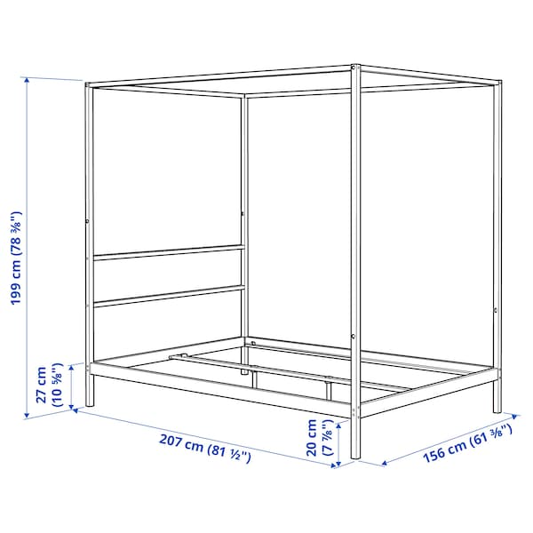 VITARNA four-poster bed frame, white, 150x200 cm, 20573682