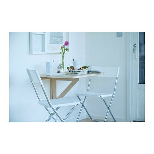 NORBO Wall-mounted drop-leaf table, birch