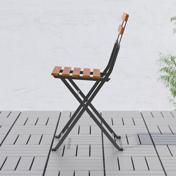 TARNO Chair, outdoor, foldable black/light brown stained