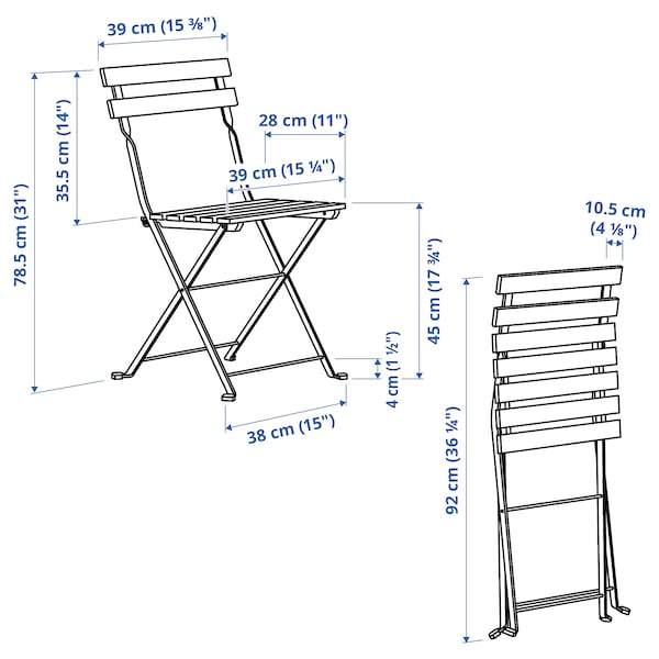 TARNO Chair, outdoor, foldable black/light brown stained