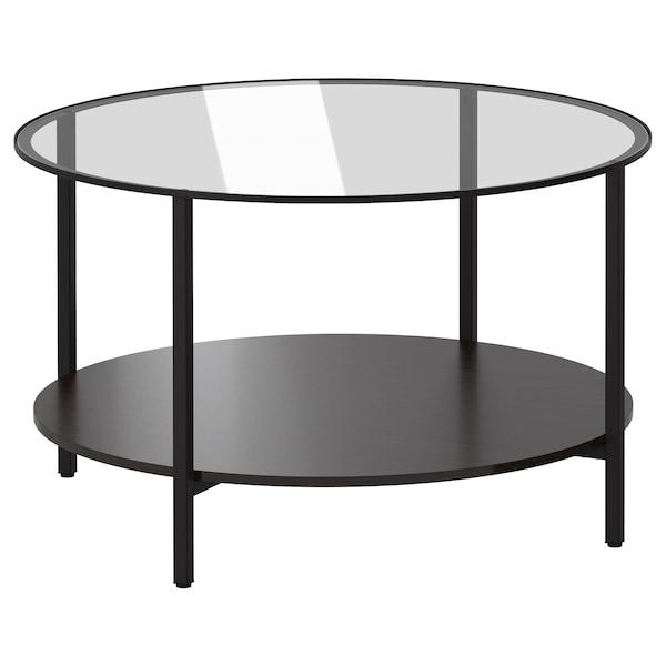 VITTSJO Coffee table, black-brown/glass 75 cm